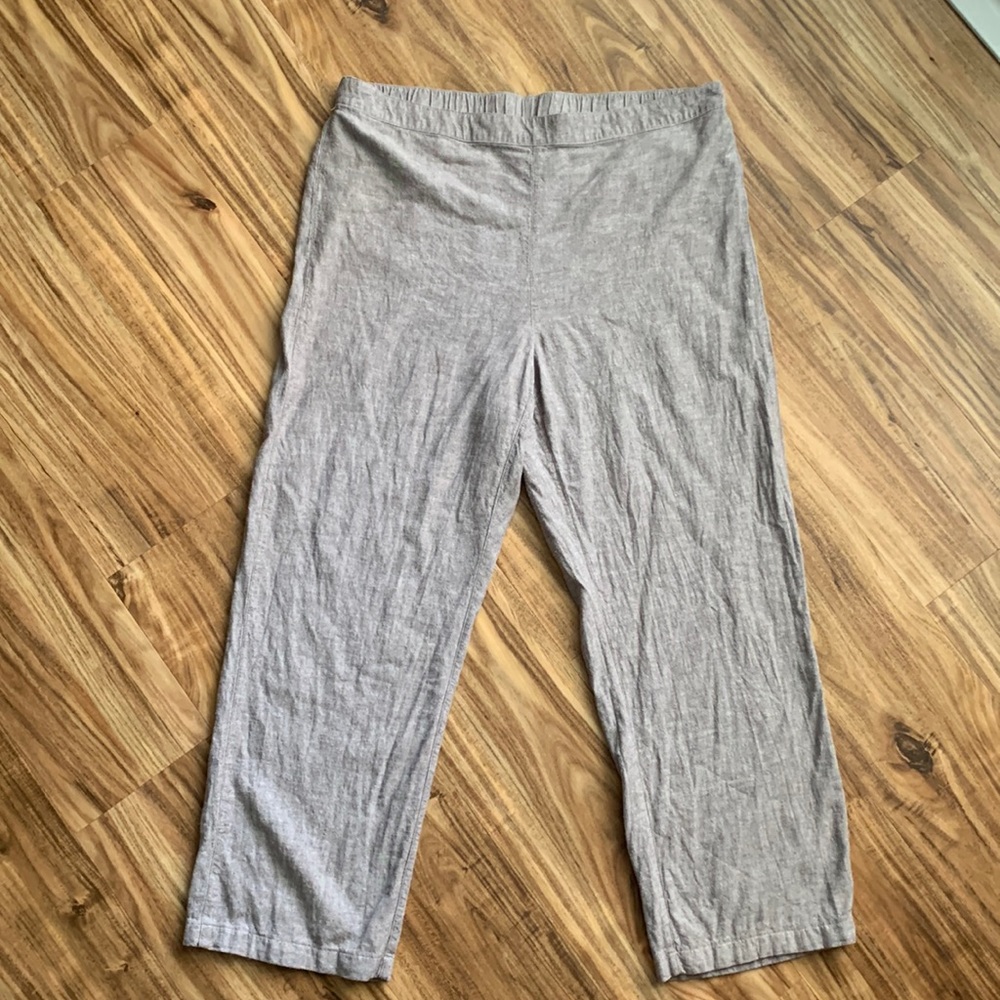 Chico’s Cotton Straight Leg Pants Elastic Back Size 3 Tan Color
